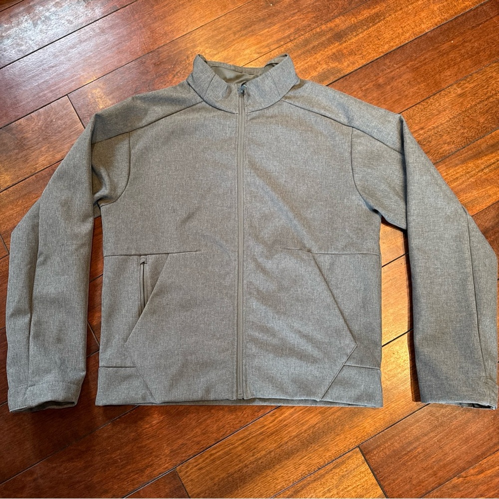 All In Motion Men's Zip-Up Winter Wind-Resistant Softshell Jacket Medium Gray